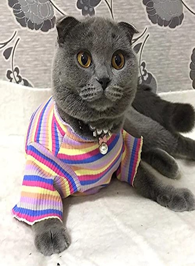 PETANGEL Stripe Print Pet Vest Breathable Autumn, Spring & Summer Cotton Sleeveless Shirt For Puppies & Small Dogs & Cat| Shirt For Yorkie, Shih Tzu, Lhasa etc. (Size:L, Chest:46cm & Back Length:33cm) - Image 3
